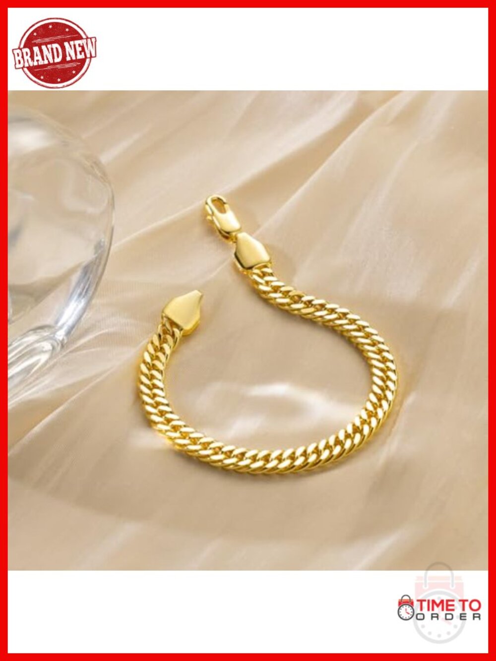 14K Gold Plated Cuban Link Bracelet Lobster Clasp for Men Women - Picture 4 of 6
